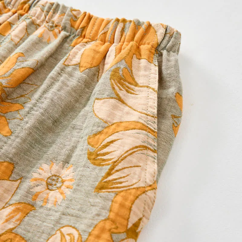 Loungewear-Set mit Sonnenblumenblüten-Trägern