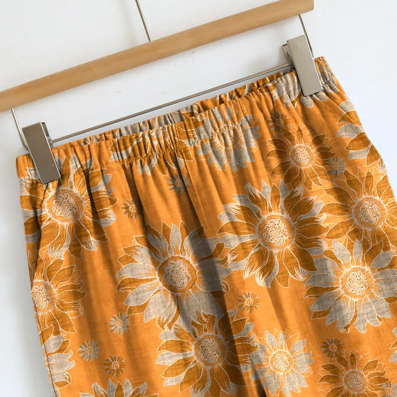 Loungewear-Set mit Sonnenblumenblüten-Trägern
