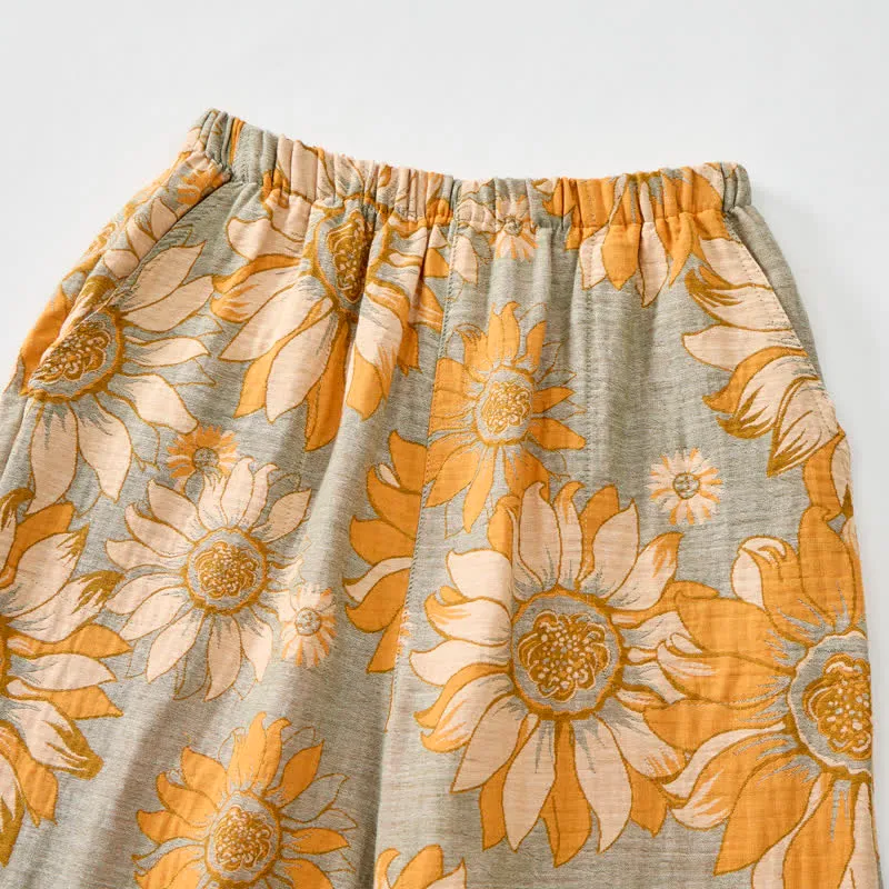 Loungewear-Set mit Sonnenblumenblüten-Trägern