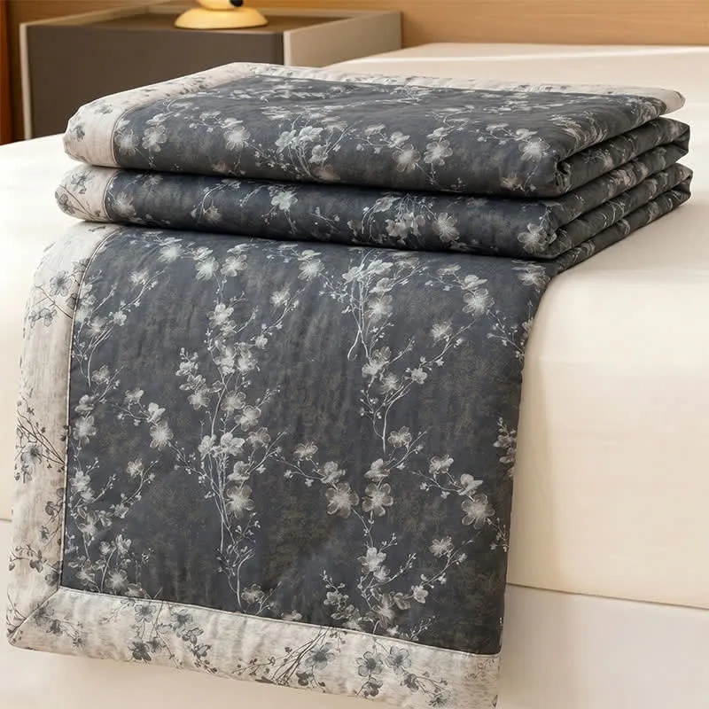 Tagesdecke aus reiner Baumwolle mit Blumenmuster im Vintage-Stil