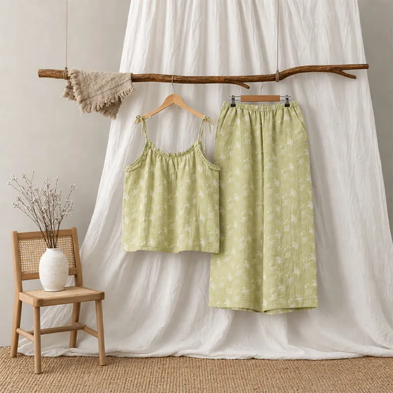 Baumwollpyjama mit frischem Ginkgoblatt