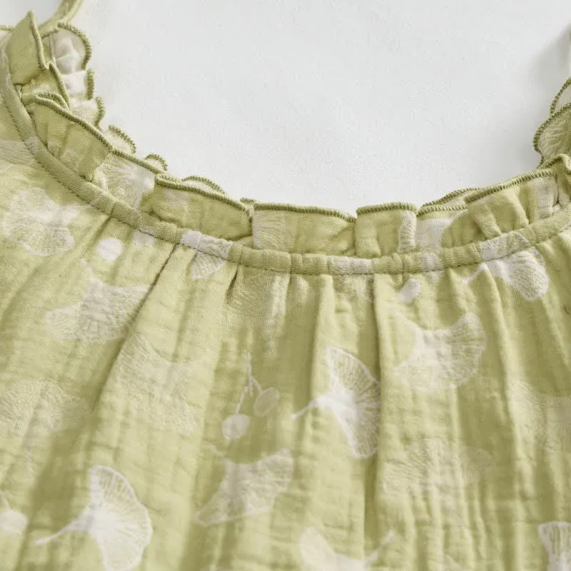 Baumwollpyjama mit frischem Ginkgoblatt
