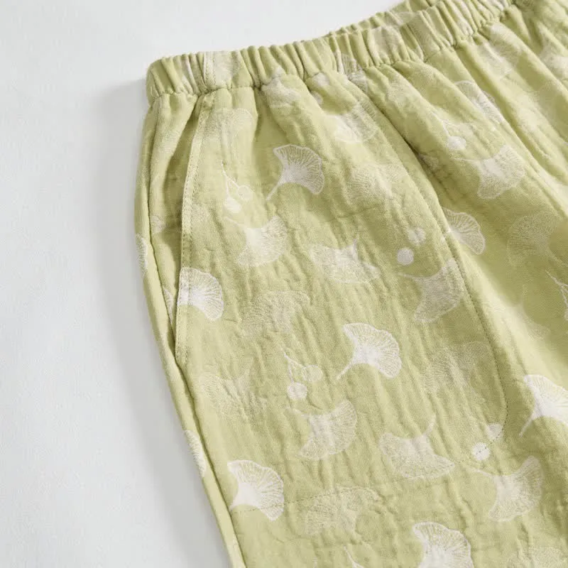 Baumwollpyjama mit frischem Ginkgoblatt