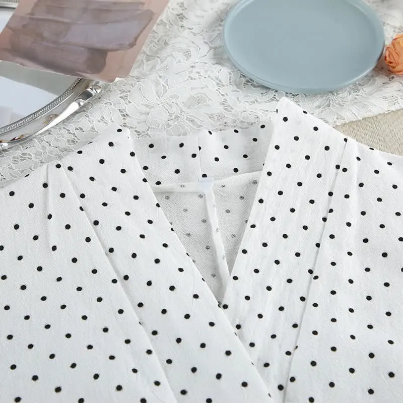 Kimono-Pyjama-Set aus Baumwolle mit Polka-Dots