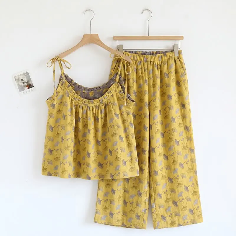 Ginkgo Biloba Blatt Cami Pyjama Set