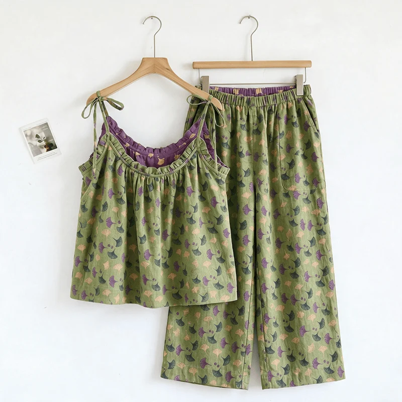 Ginkgo Biloba Blatt Cami Pyjama Set