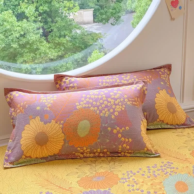 Sonnenblumen-Baumwoll-Doppelgaze-Bettwäscheset (4-teilig)