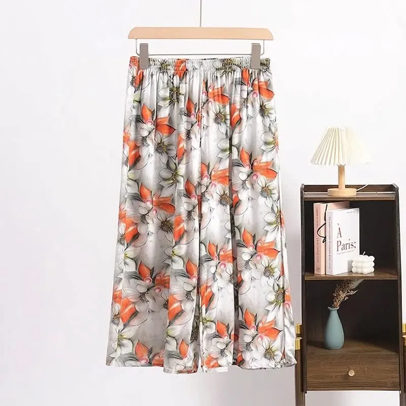 Vintage-Loungewear-Hose mit Blumenmuster, knöchellang
