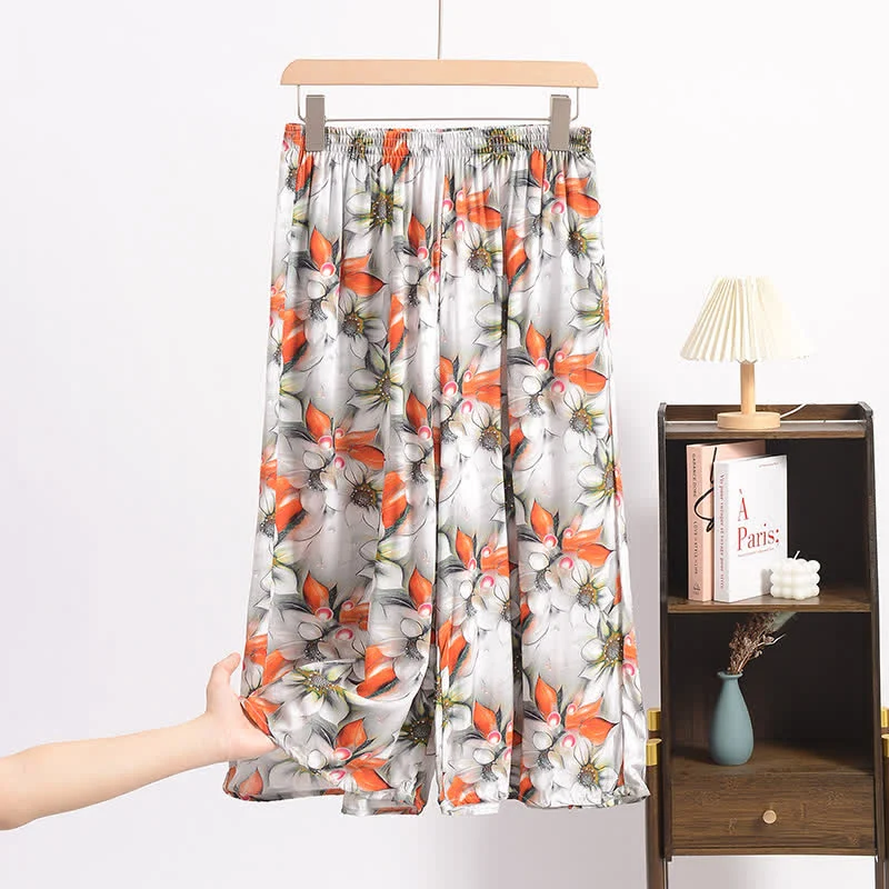 Vintage-Loungewear-Hose mit Blumenmuster, knöchellang