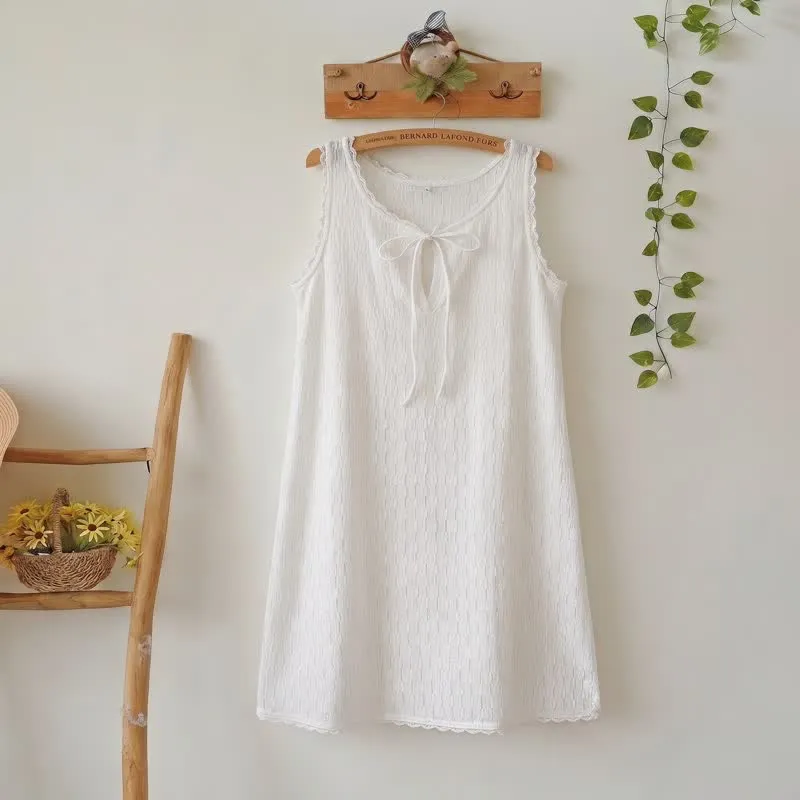 Baumwoll-Loungewear-Kleid mit Bindeband vorne