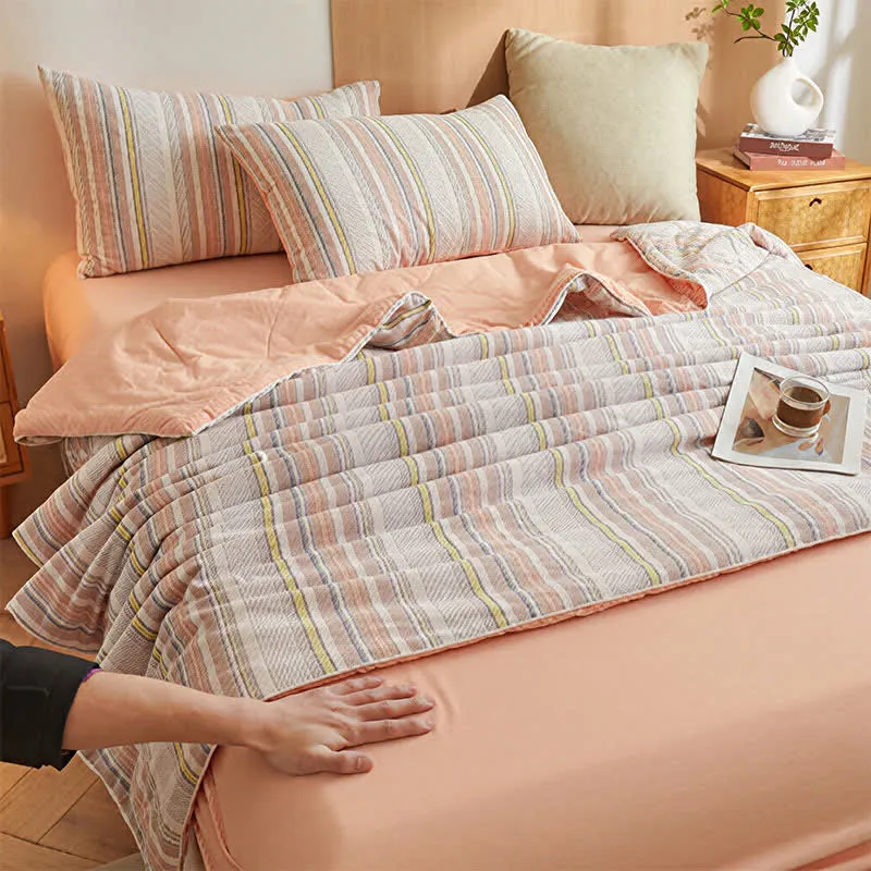 Weiches kariertes Sommerbettwäsche-Set