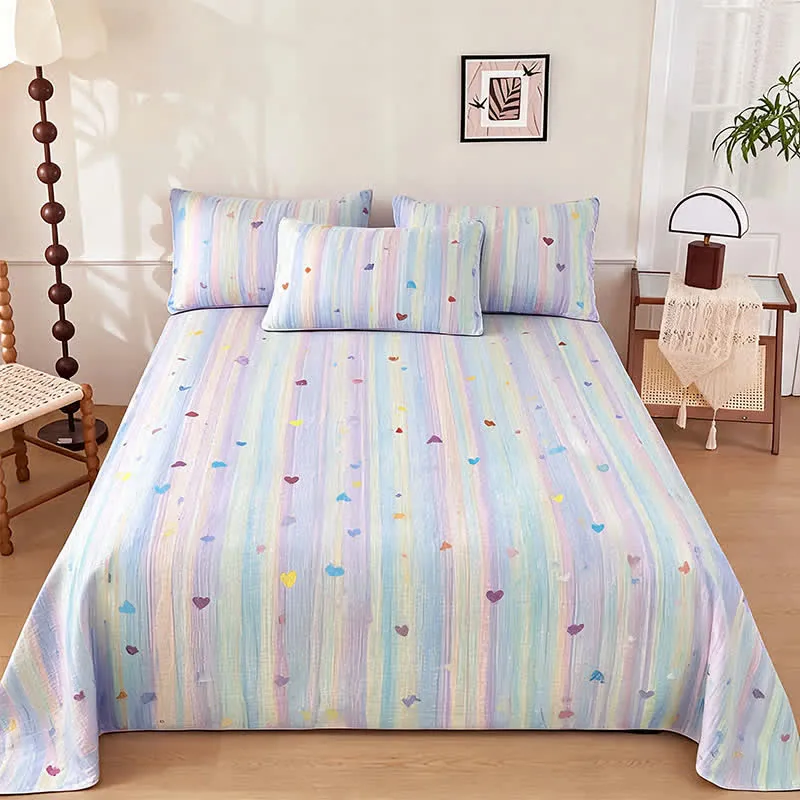 Weiches Bettwäsche-Set mit pastellfarbenen Regenbogenstreifen
