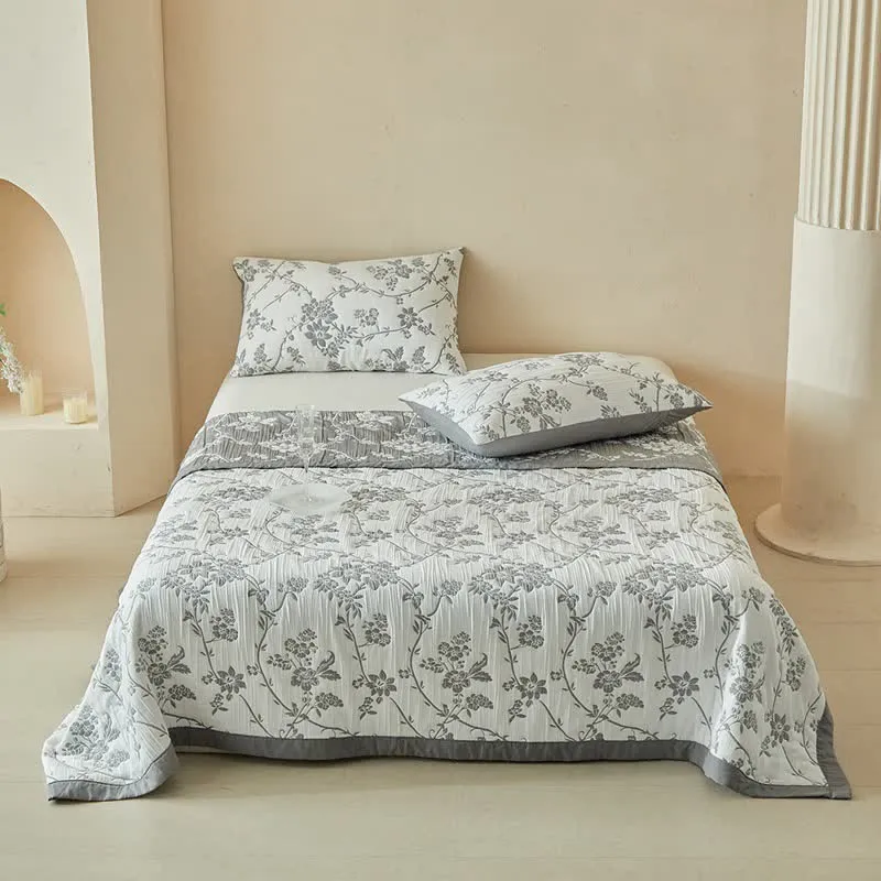 Wendebettwäsche-Set mit Zweig- und Blumenmuster