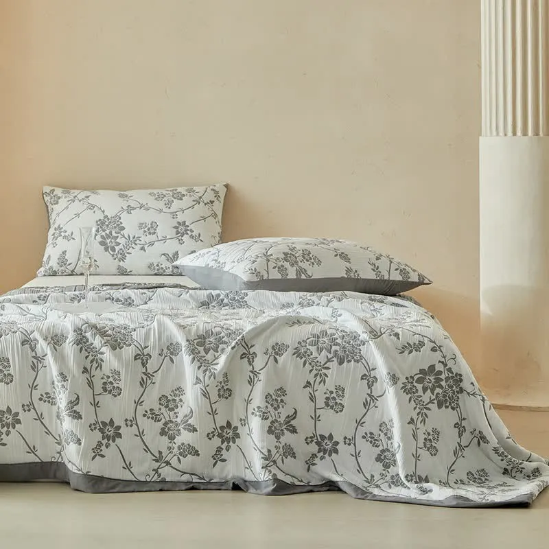 Wendebettwäsche-Set mit Zweig- und Blumenmuster