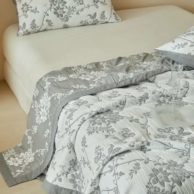 Wendebettwäsche-Set mit Zweig- und Blumenmuster