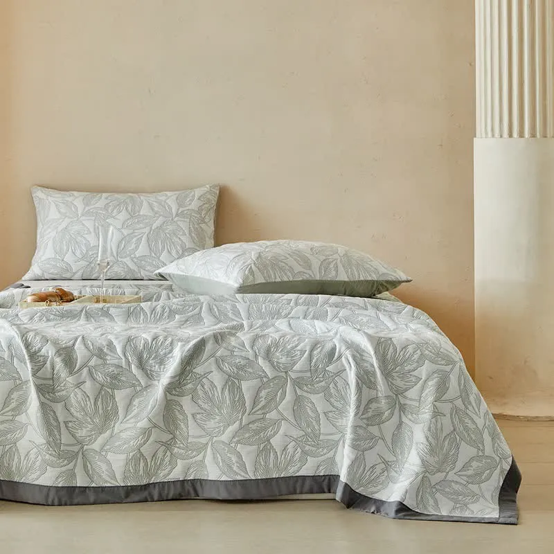 Quilt-Set mit botanischem Blattmuster