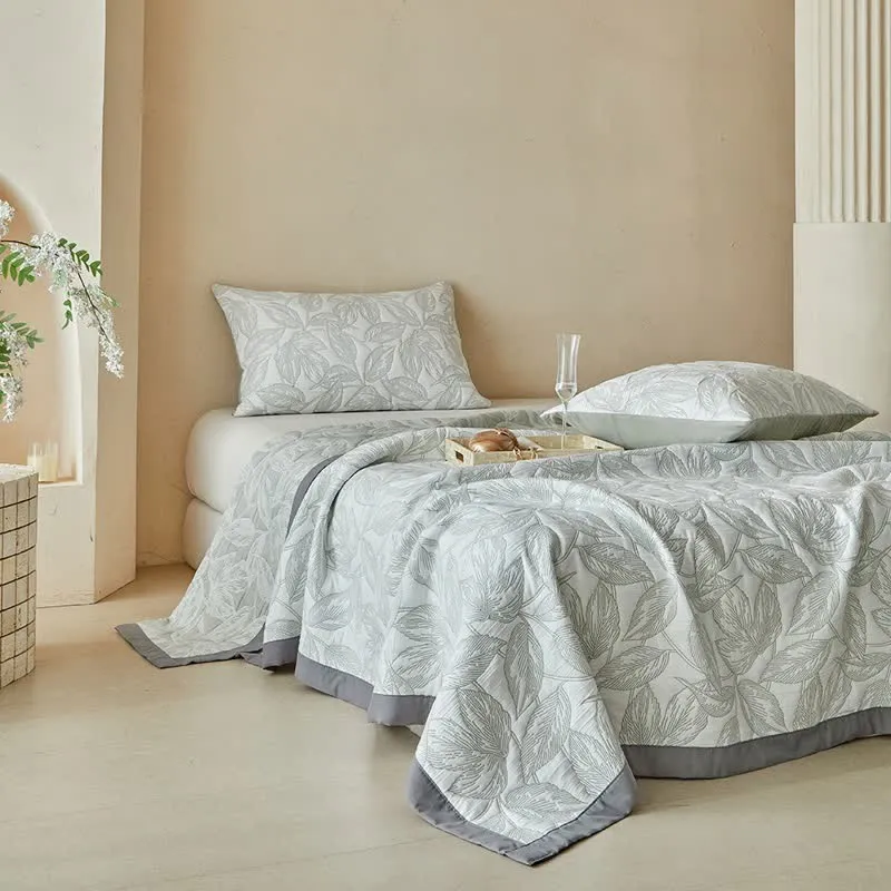Quilt-Set mit botanischem Blattmuster