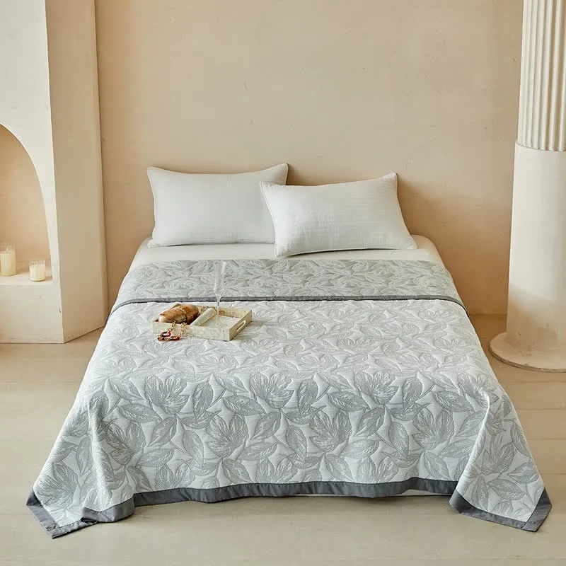 Quilt-Set mit botanischem Blattmuster