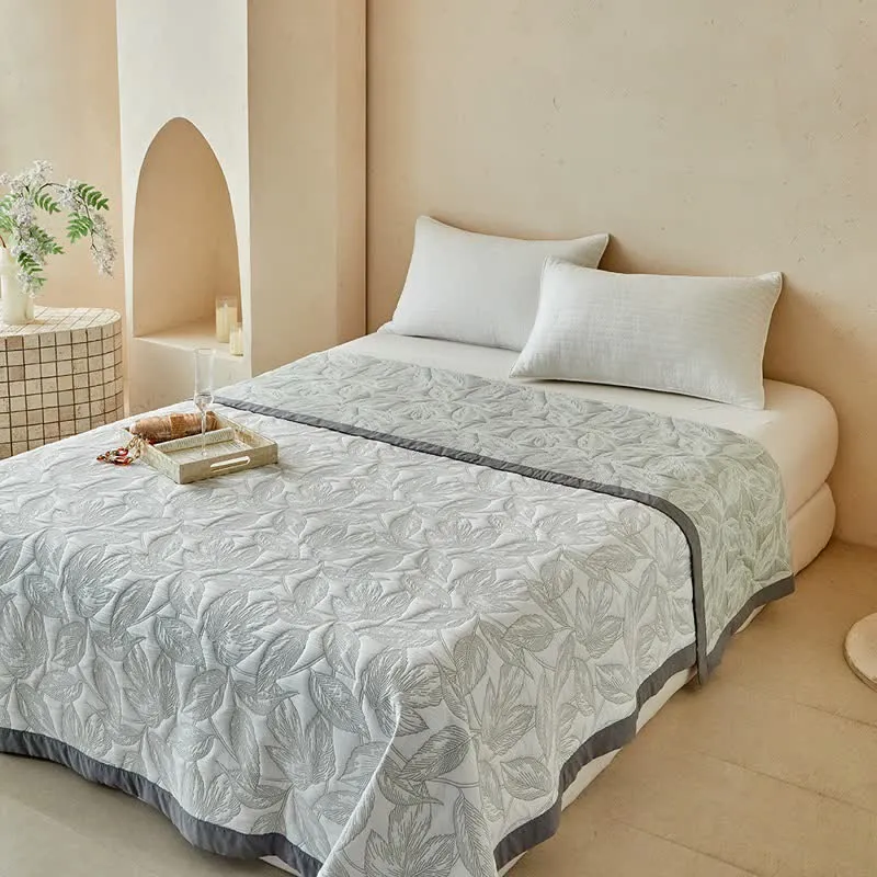 Quilt-Set mit botanischem Blattmuster