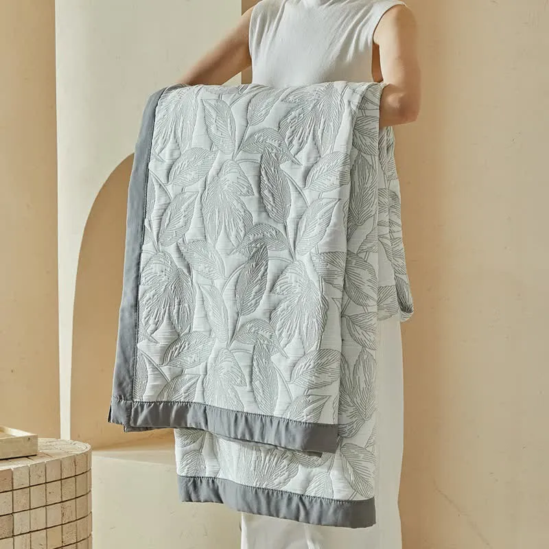 Quilt-Set mit botanischem Blattmuster