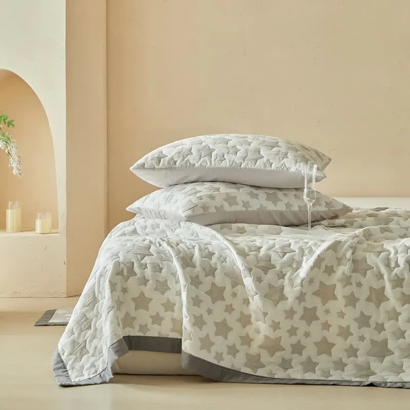 Wende-Quilt-Set mit neutralem Sternenmuster