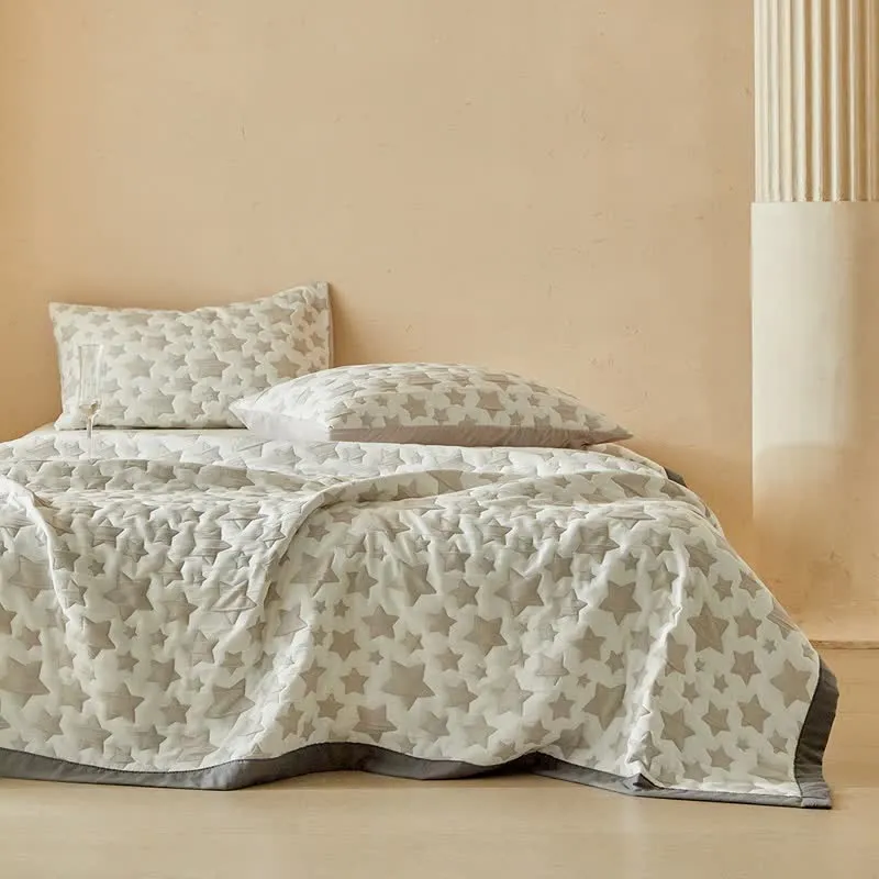 Wende-Quilt-Set mit neutralem Sternenmuster