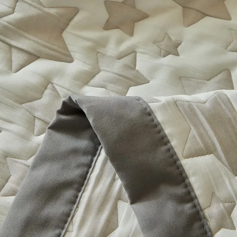 Wende-Quilt-Set mit neutralem Sternenmuster