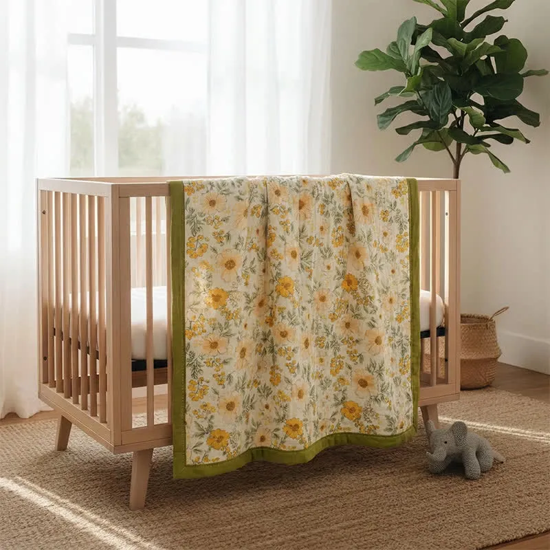 Meadow Bloom Yellow Cotton Gauze Blanket