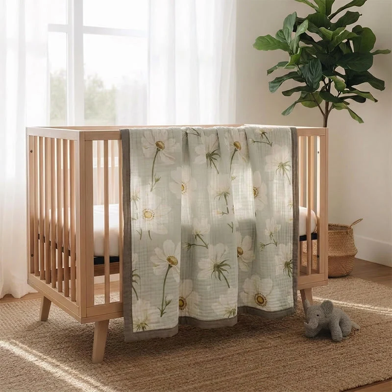 Soft Ivory Sunflower Cotton Blanket
