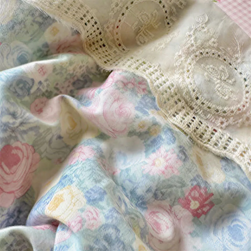 Bettwäsche-Set aus Baumwolle mit Spitze und romantischem Muster