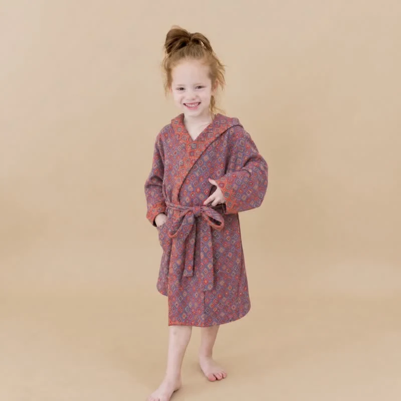 Vintage-Kimono aus Baumwolle für Kinder mit geometrischem Muster