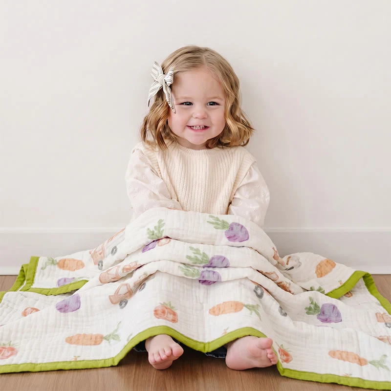 Garden Veggie Print Cotton Gauze Blanket
