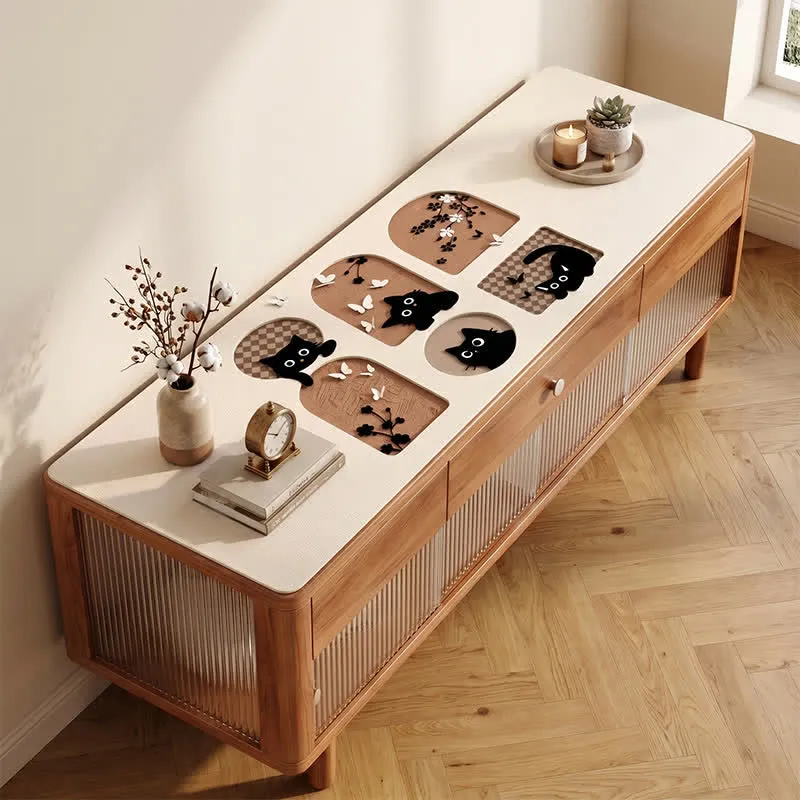 Tischset aus PU-Leder mit Katzenmotiv