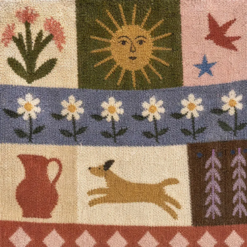 Patchwork-Decke mit Welpenmuster und Fransen