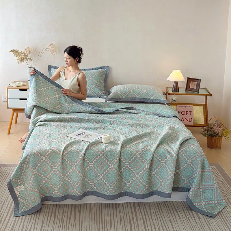 3-lagige Tagesdecke aus Baumwollgaze-Jacquard
