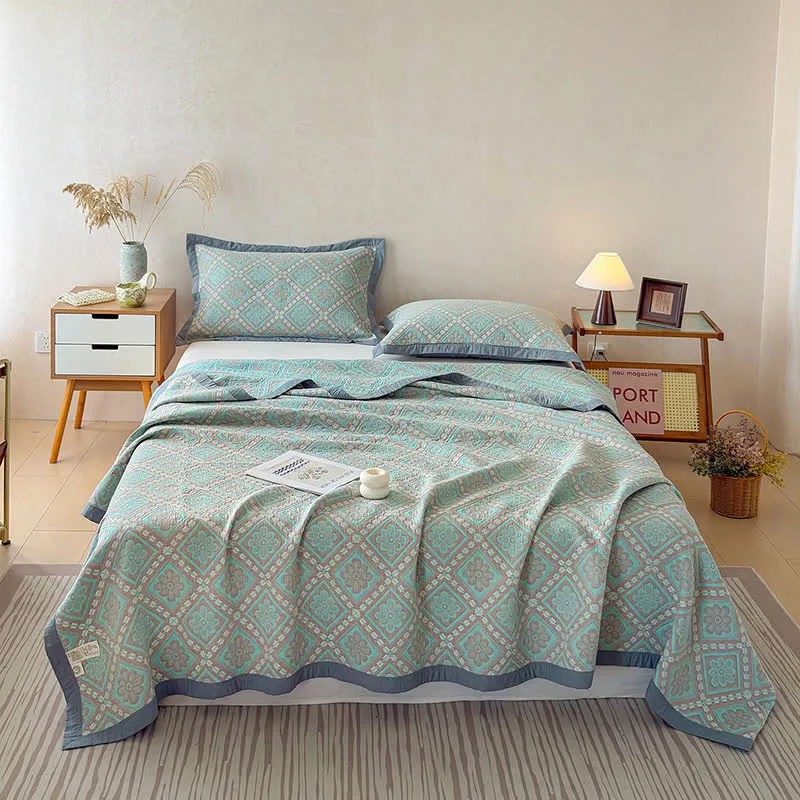 3-lagige Tagesdecke aus Baumwollgaze-Jacquard