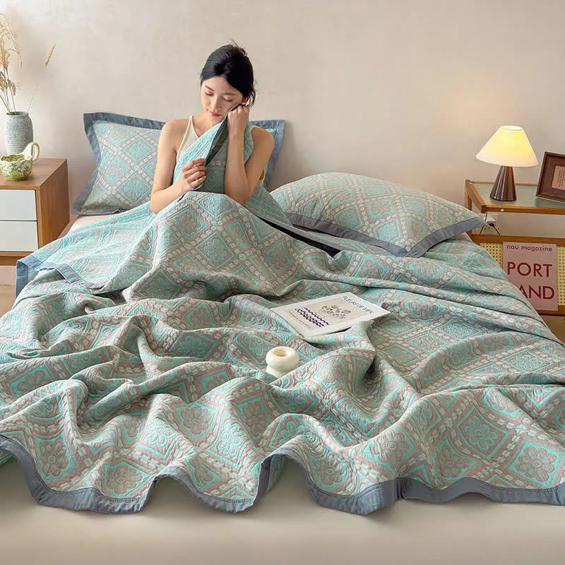 3-lagige Tagesdecke aus Baumwollgaze-Jacquard