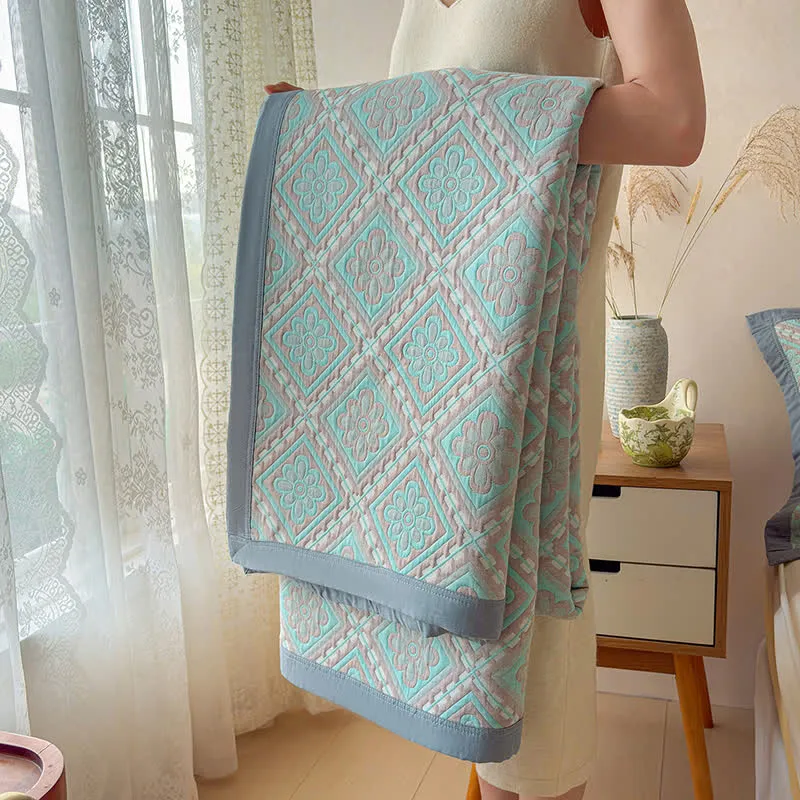 3-lagige Tagesdecke aus Baumwollgaze-Jacquard