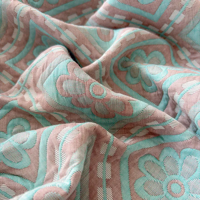 3-lagige Tagesdecke aus Baumwollgaze-Jacquard