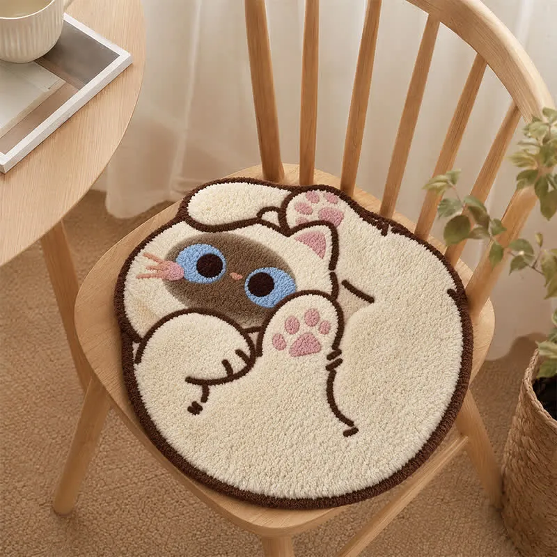 Sitzkissen mit Katzenmotiv aus Kunstkaschmir