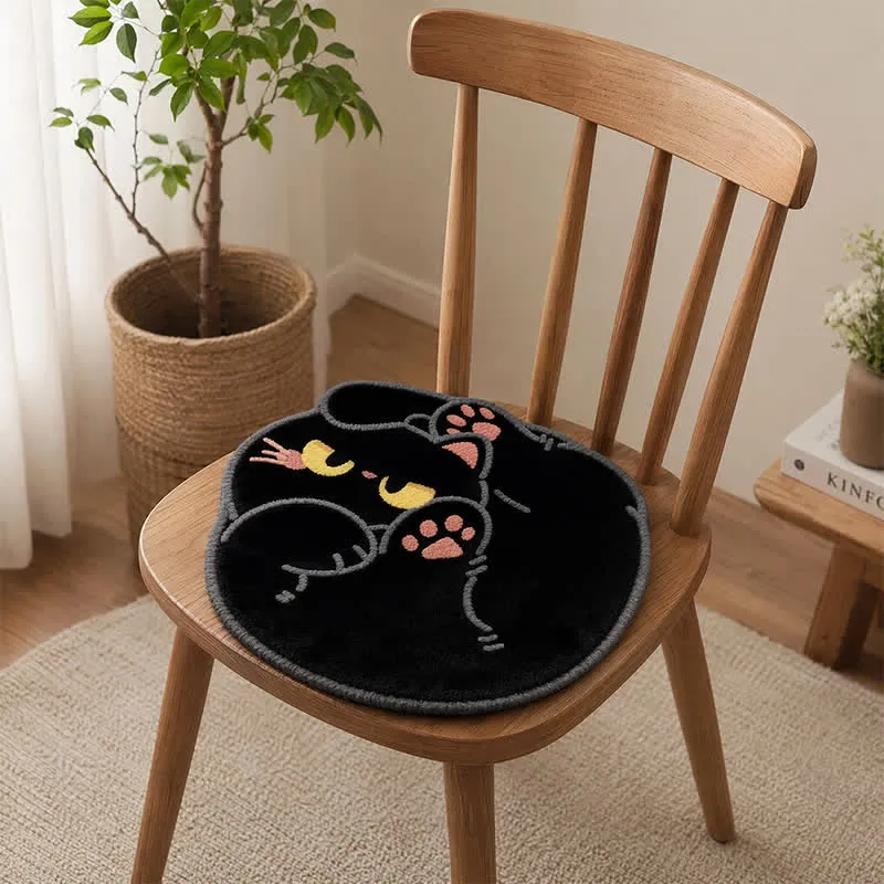 Sitzkissen mit Katzenmotiv aus Kunstkaschmir