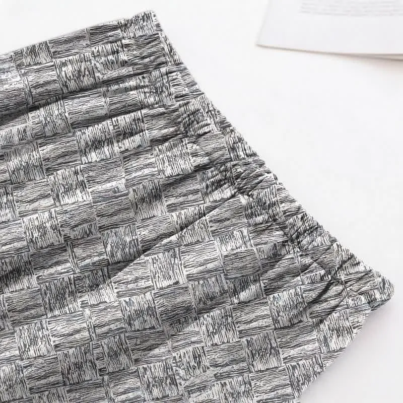 Grauer, abstrakter Baumwoll-Pyjama-Set
