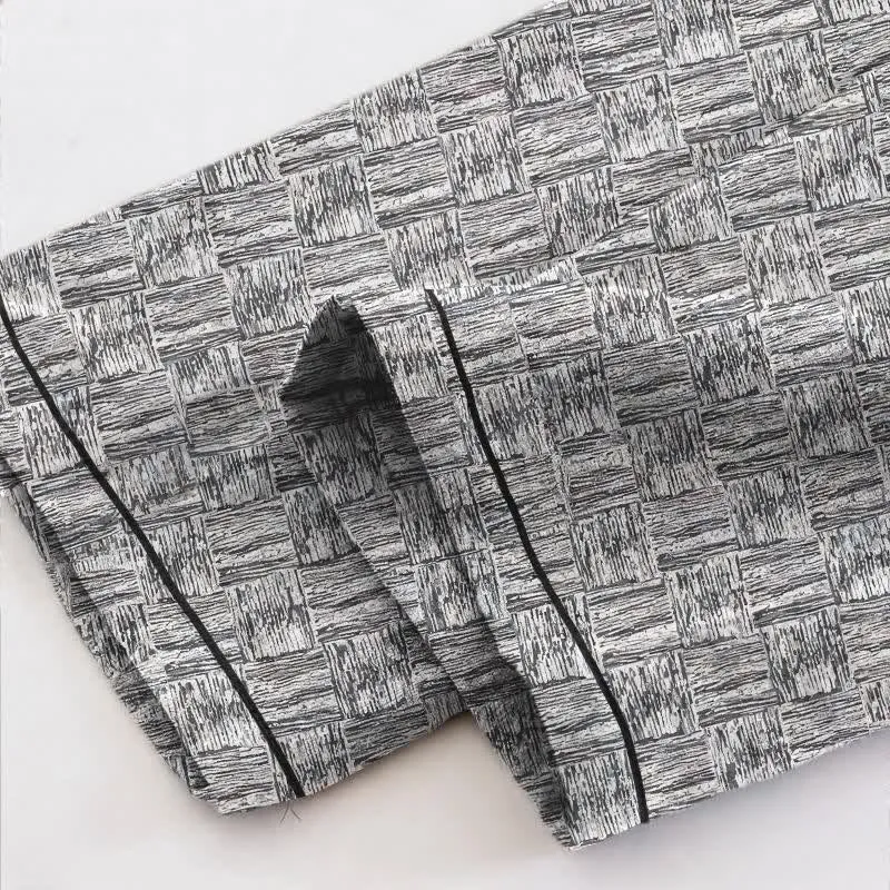Grauer, abstrakter Baumwoll-Pyjama-Set