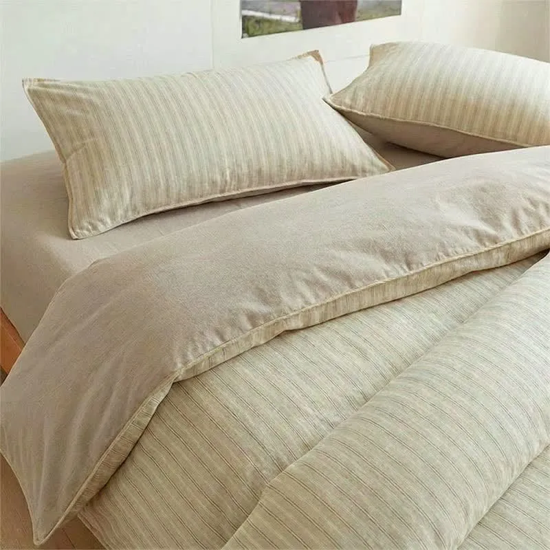 Bettwäsche-Set aus Baumwolle mit nordischen Streifen, Einzelbett XL