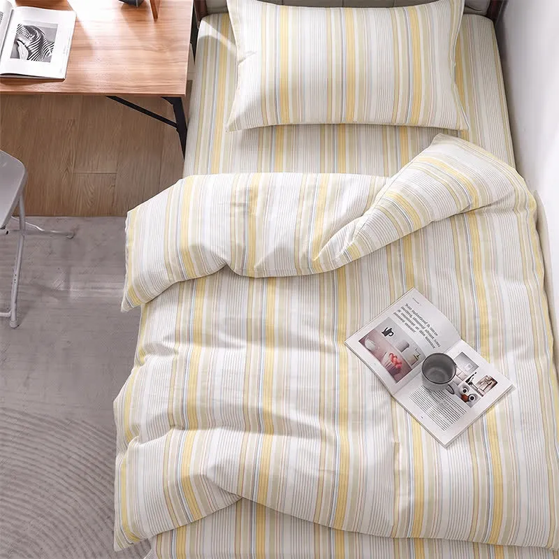 Bettwäsche-Set mit Pastellstreifen, Einzelbett XL, für Studentenwohnheime