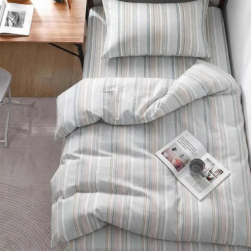 Bettwäsche-Set mit Pastellstreifen, Einzelbett XL, für Studentenwohnheime