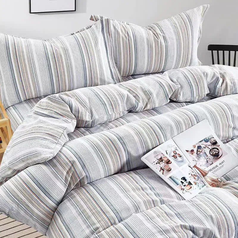 Bettwäsche-Set mit Pastellstreifen, Einzelbett XL, für Studentenwohnheime