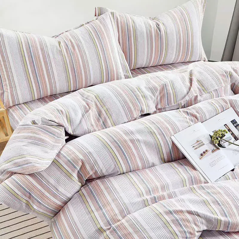 Bettwäsche-Set mit Pastellstreifen, Einzelbett XL, für Studentenwohnheime