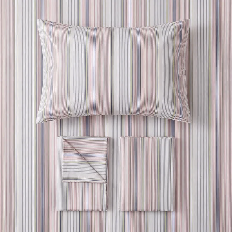Bettwäsche-Set mit Pastellstreifen, Einzelbett XL, für Studentenwohnheime