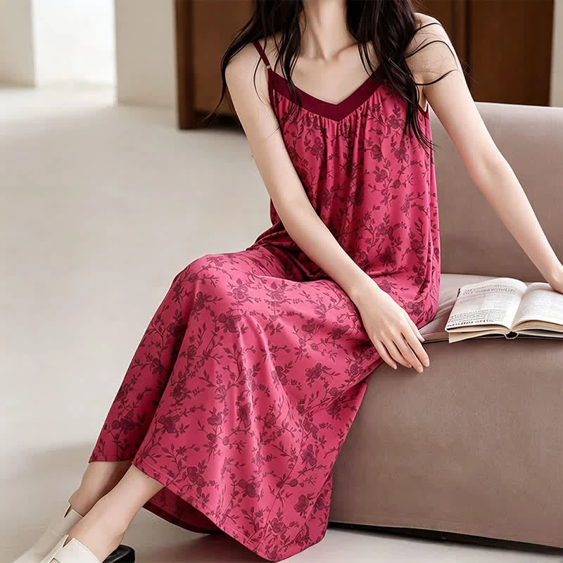 Hauskleid aus Baumwolle mit Rosenranken und Blumenmuster